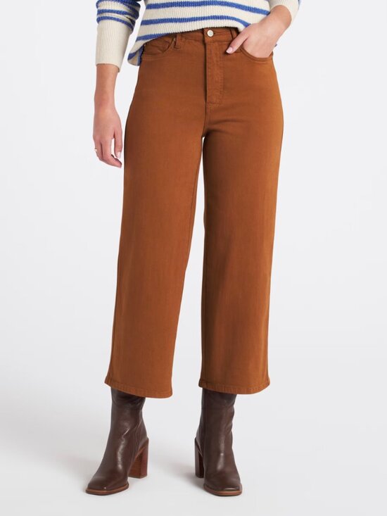 Judy Blue Denim - Judy Blue Caramel Brown Jasper High Rise Control Top Cropped Wide Leg Jean Size
